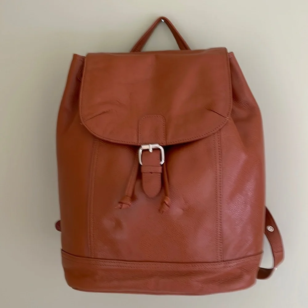 Leather Backpack Drawstring Cognac Zenith Bag